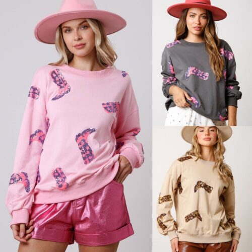 Women's Valentine's Day Sequined Long-sleeved Sweater