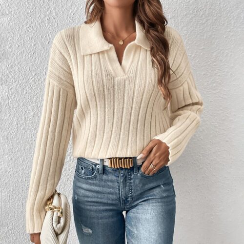 Fashion Casual Polo Collar Sweater For Women